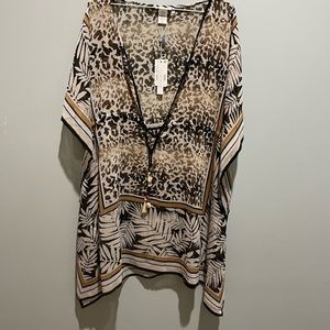 Designer Animal / Tropical Print Cover-up by Bleu/Rod Beatie Sz Large NWT